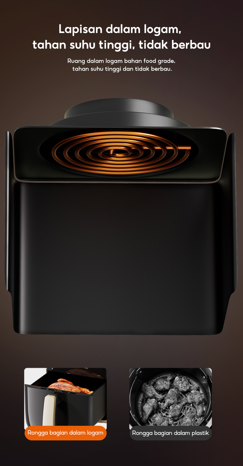HAN RIVER Air Fryer 4.2 Liter HRAF03WT Penggoreng Udara Low Watt 800W Anti Lengket Garansi 2 Tahun - Gambar 16