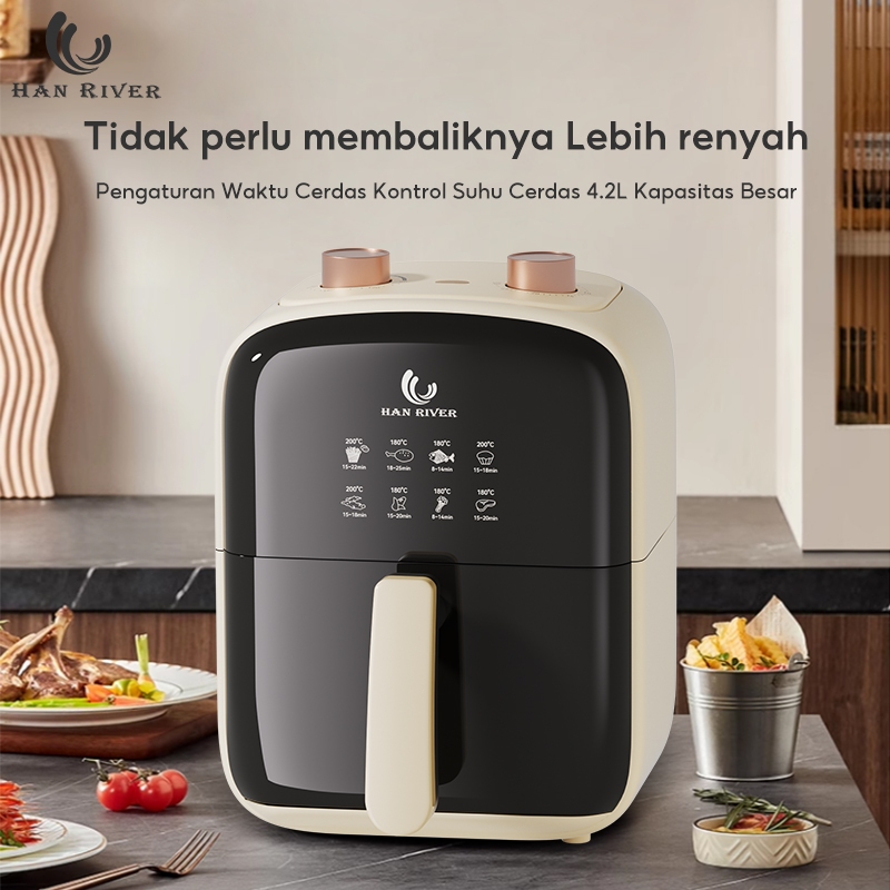 HAN RIVER Air Fryer 4.2 Liter HRAF03WT Penggoreng Udara Low Watt 800W Anti Lengket Garansi 2 Tahun - Gambar 2