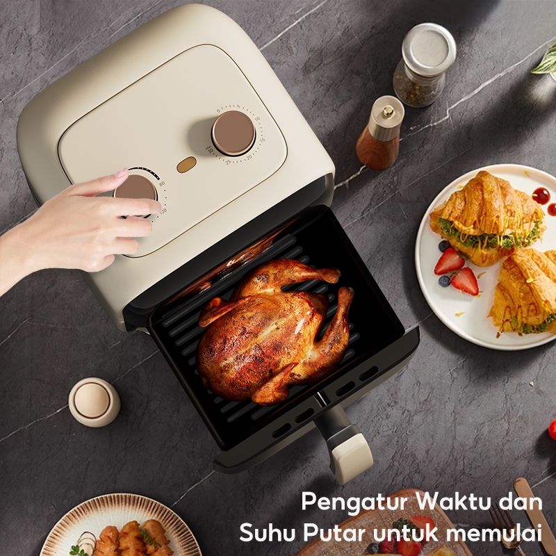 HAN RIVER Air Fryer 4.2 Liter HRAF03WT Penggoreng Udara Low Watt 800W Anti Lengket Garansi 2 Tahun - Gambar 6