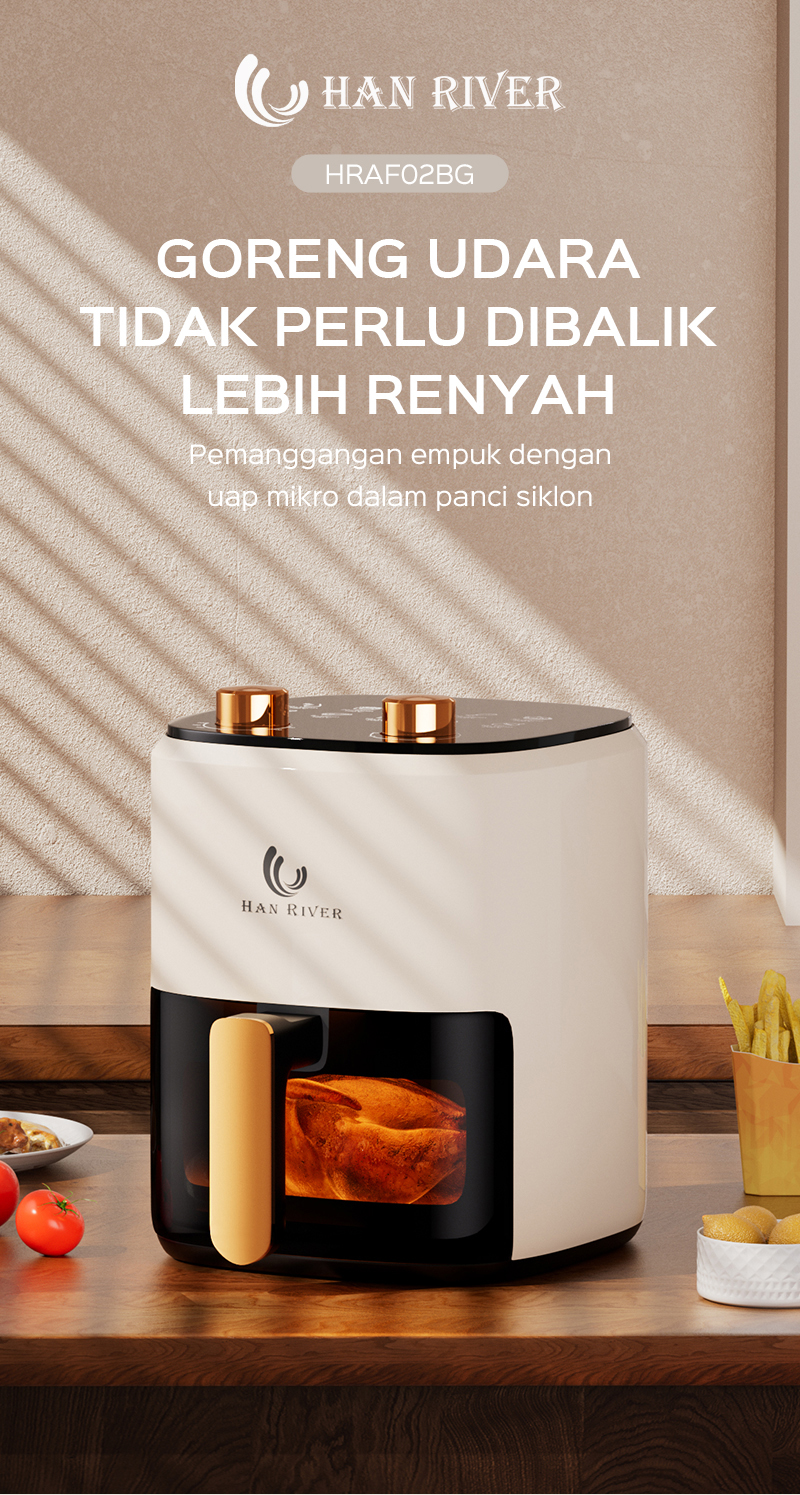HAN RIVER Air Fryer 8 Liter HRAF02 Low Watt 650W Penggorengan Bebas Minyak - Gambar 11