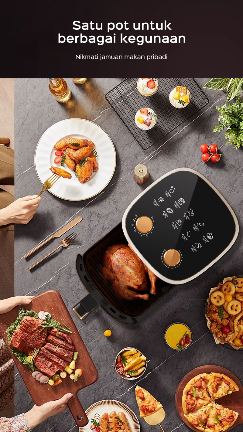 HAN RIVER Air Fryer 8 Liter HRAF02 Low Watt 650W Penggorengan Bebas Minyak - Gambar 15