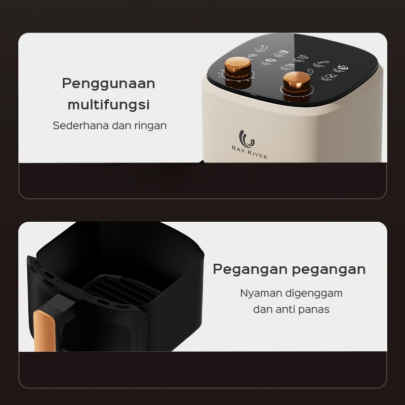 HAN RIVER Air Fryer 8 Liter HRAF02 Low Watt 650W Penggorengan Bebas Minyak - Gambar 8