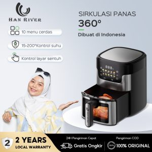 HAN RIVER Air Fryer 8L Touchscreen Digital Transparan 650W HRAF06BK