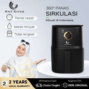 HAN RIVER Penggorengan Udara Air Fryer 3.5L Low Watt HRAF04 - Hitam