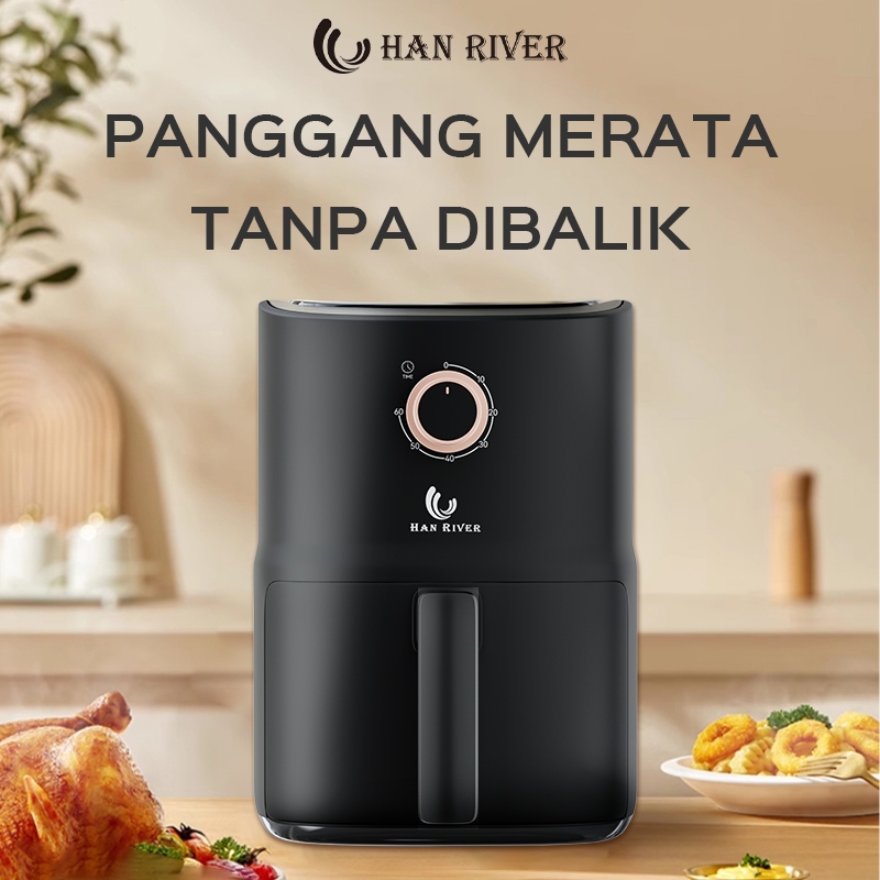 HAN RIVER Penggorengan Udara Air Fryer 3.5L Low Watt HRAF04 - Hitam - Gambar 3