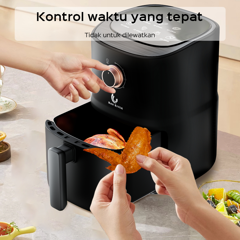 HAN RIVER Penggorengan Udara Air Fryer 3.5L Low Watt HRAF04 - Hitam - Gambar 4