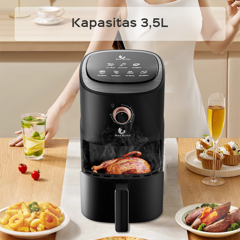 HAN RIVER Penggorengan Udara Air Fryer 3.5L Low Watt HRAF04 - Hitam - Gambar 7