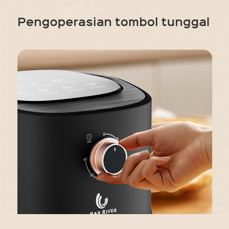 HAN RIVER Penggorengan Udara Air Fryer 3.5L Low Watt HRAF04 - Hitam - Gambar 8