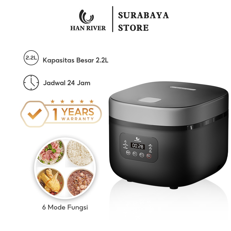 HAN RIVER Rice Cooker Digital 2.2L Smart Microprocessor Penanak Nasi Multi Fungsi