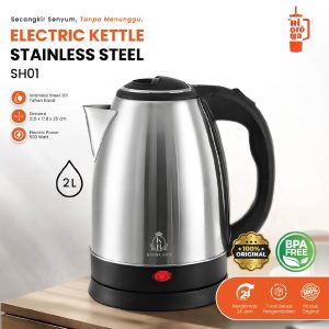 HIDRONA SH01 Teko Listrik Stainless Steel 2L Pemanas Air Otomatis 500W