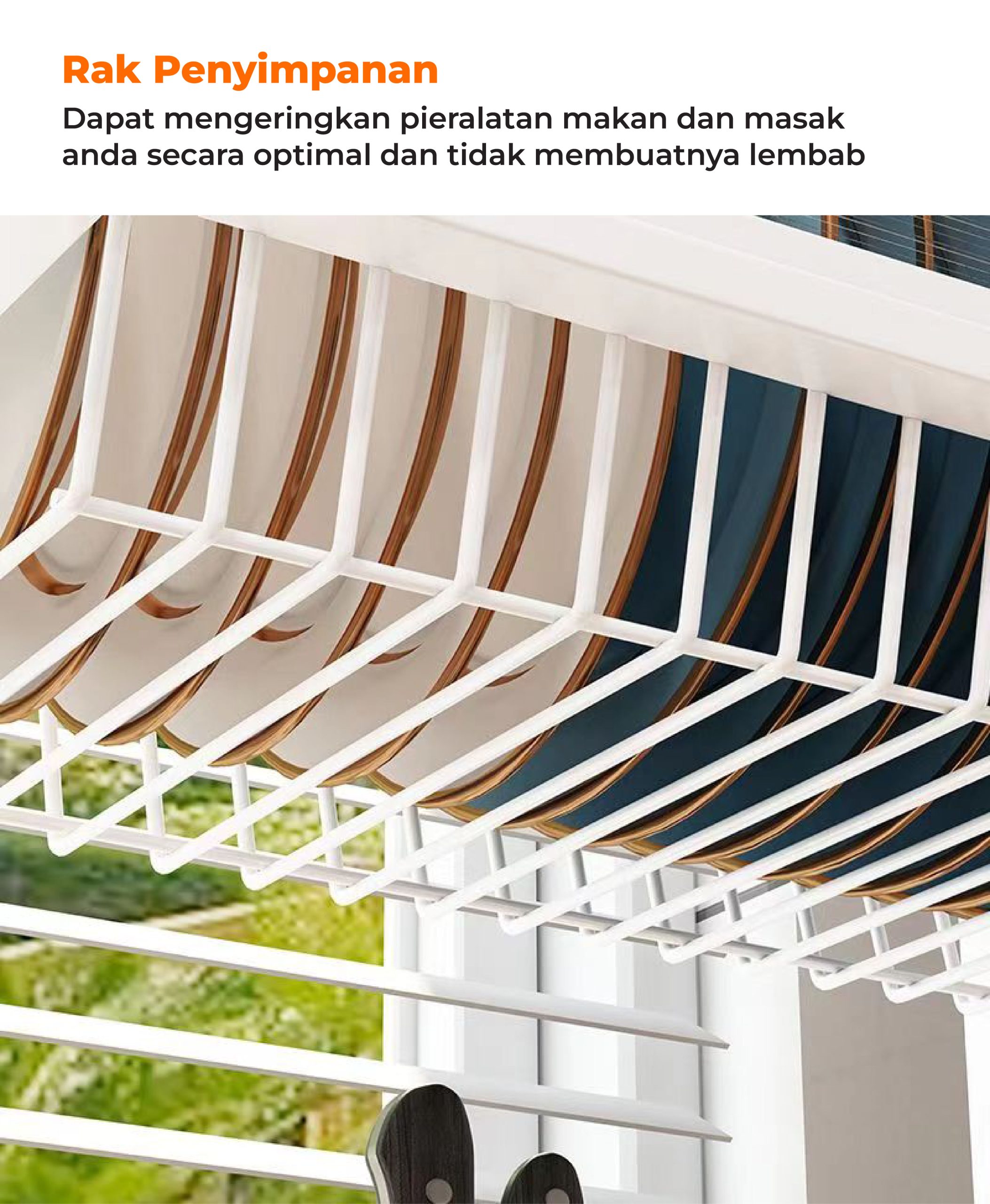 Homedoki Rak Piring Wastafel Tertutup Transparan Baja Karbon Anti Karat Multi Kompartemen - Gambar 14