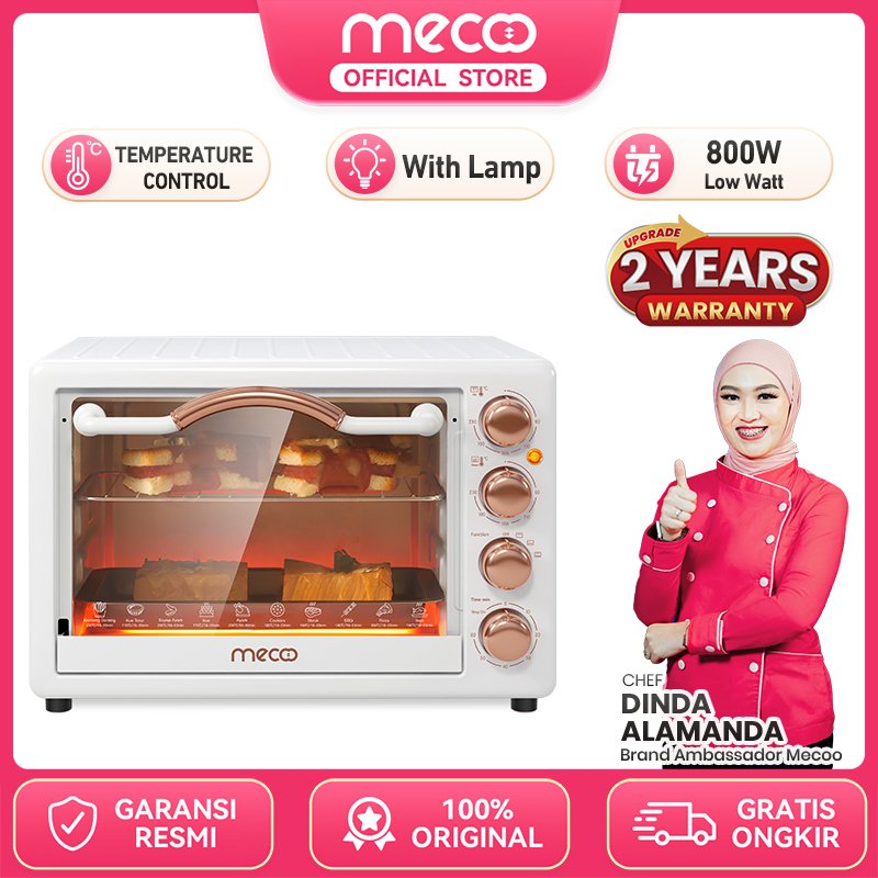 Mecoo Oven Listrik 22 Liter Aesthetic Low Watt 400W Pemanasan Merata