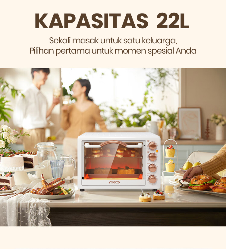 Mecoo Oven Listrik 22 Liter Aesthetic Low Watt 400W Pemanasan Merata - Gambar 16
