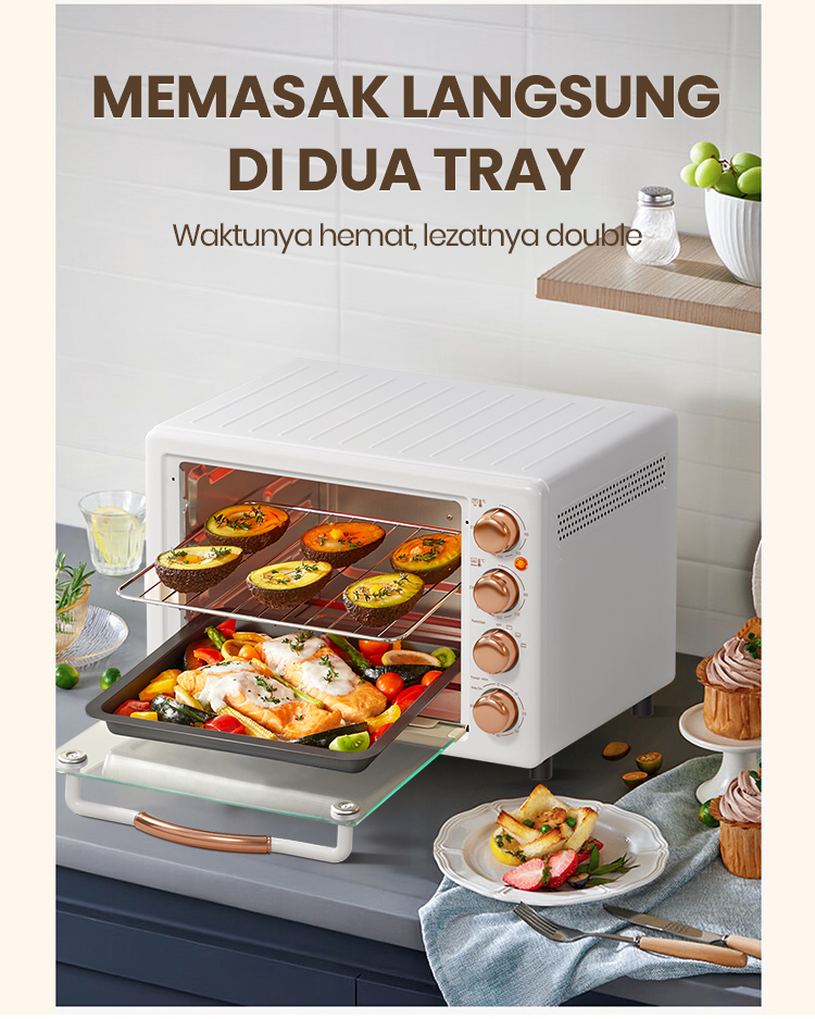 Mecoo Oven Listrik 22 Liter Aesthetic Low Watt 400W Pemanasan Merata - Gambar 17