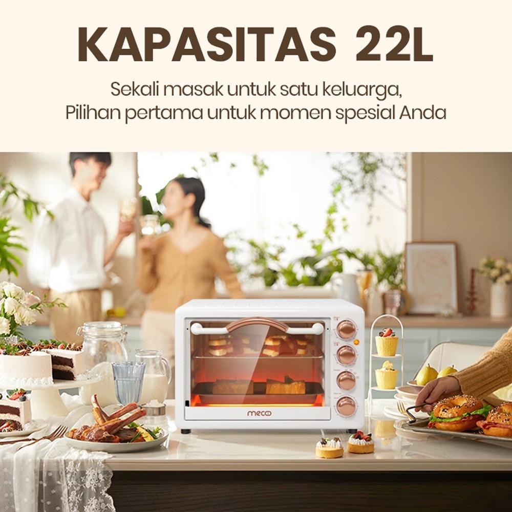 Mecoo Oven Listrik 22 Liter Aesthetic Low Watt 400W Pemanasan Merata - Gambar 4
