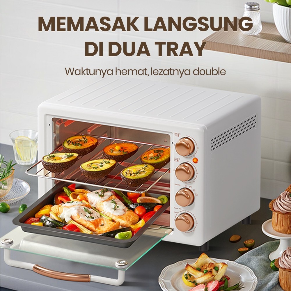 Mecoo Oven Listrik 22 Liter Aesthetic Low Watt 400W Pemanasan Merata - Gambar 7