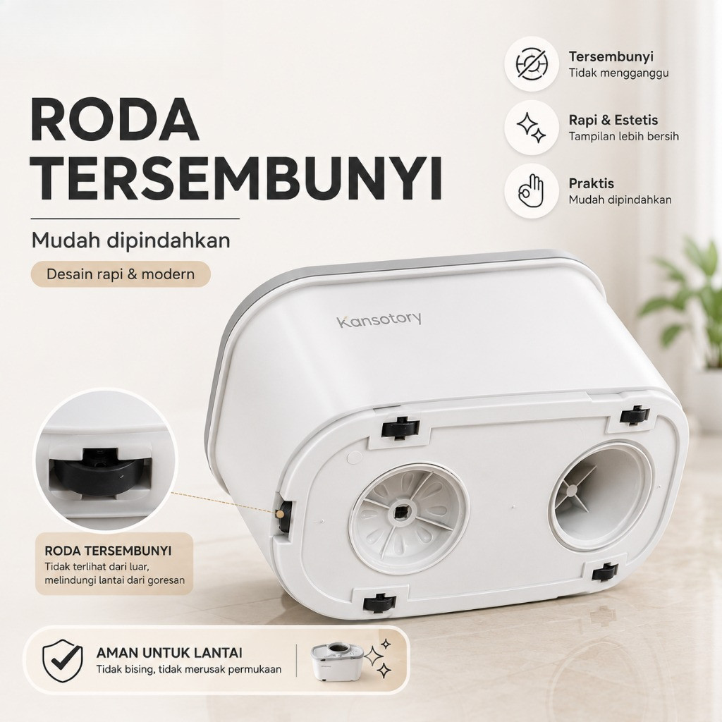 Paus Biru Kansatory Spin Mop Ember Roda Tersembunyi Pel Otomatis - Gambar 9