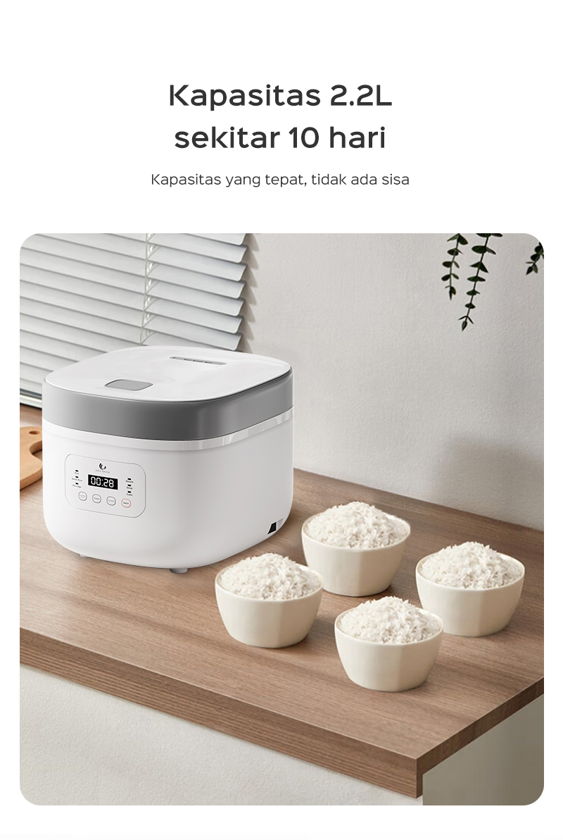 Penanak Nasi Digital HAN RIVER 2.2L Smart Touch Rice Cooker Anti Lengket Multiguna HRRC01GD - Gambar 11