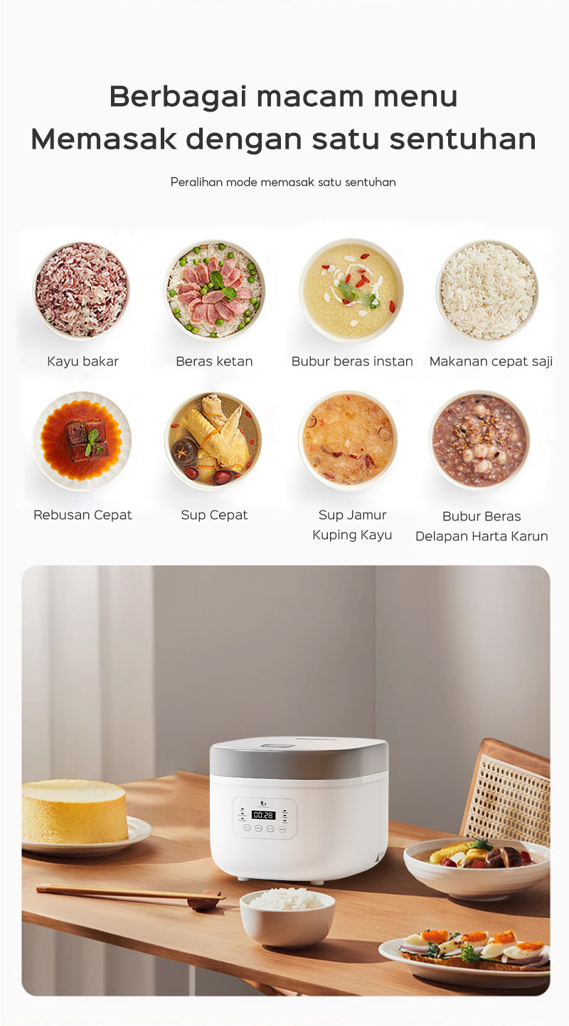 Penanak Nasi Digital HAN RIVER 2.2L Smart Touch Rice Cooker Anti Lengket Multiguna HRRC01GD - Gambar 17