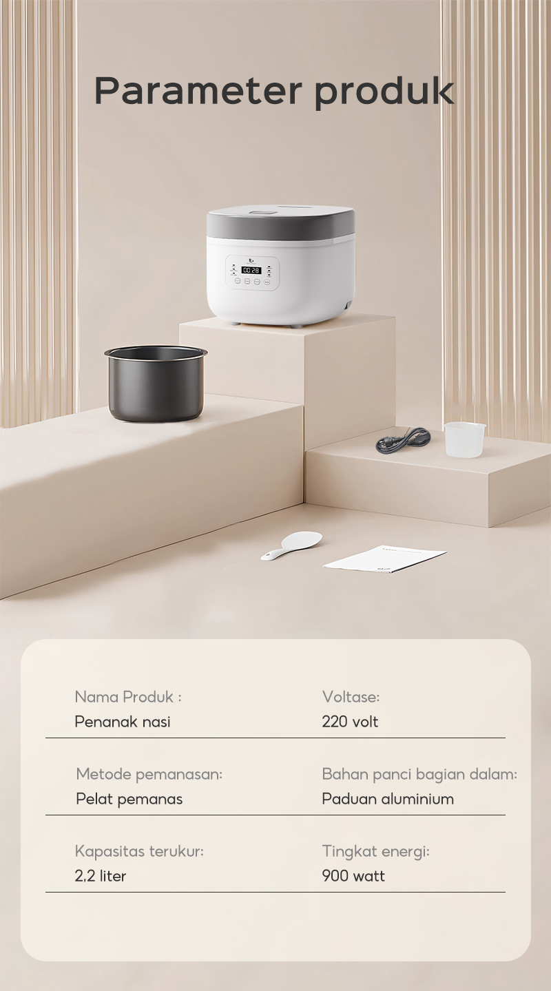 Penanak Nasi Digital HAN RIVER 2.2L Smart Touch Rice Cooker Anti Lengket Multiguna HRRC01GD - Gambar 20