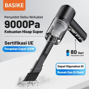 Penyedot Debu Nirkabel BASIKE 9000Pa 120W Portabel Multifungsi untuk Mobil dan Rumah