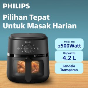 Philips Airfryer Low Watt 4.2L Series NA220/00 Jendela Transparan Touchscreen