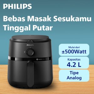Philips Airfryer NA 120/00 4.2L Low Watt 500W RapidAir Plus Hitam
