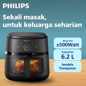 Philips Airfryer XL 6.2 L NA230/00 Low Watt 500W Jendela Transparan Digital