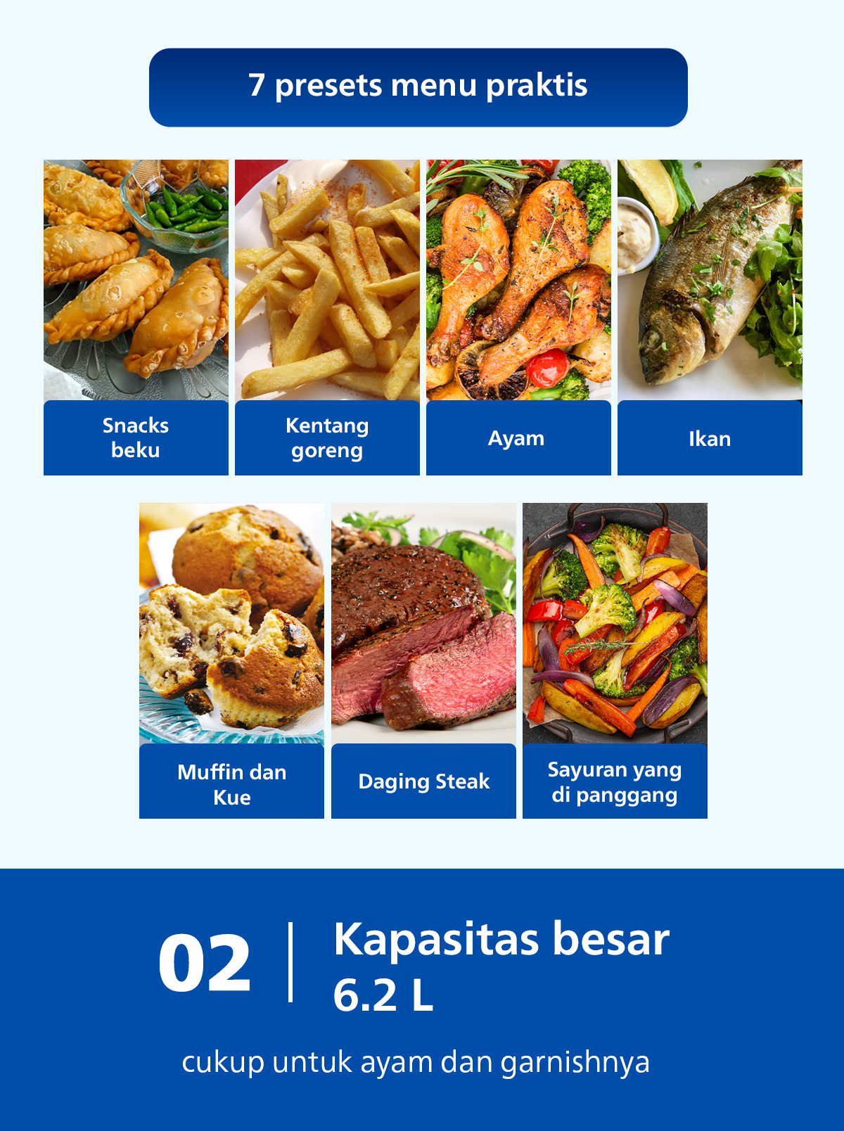 Philips Airfryer XL 6.2 L NA230/00 Low Watt 500W Jendela Transparan Digital - Gambar 10