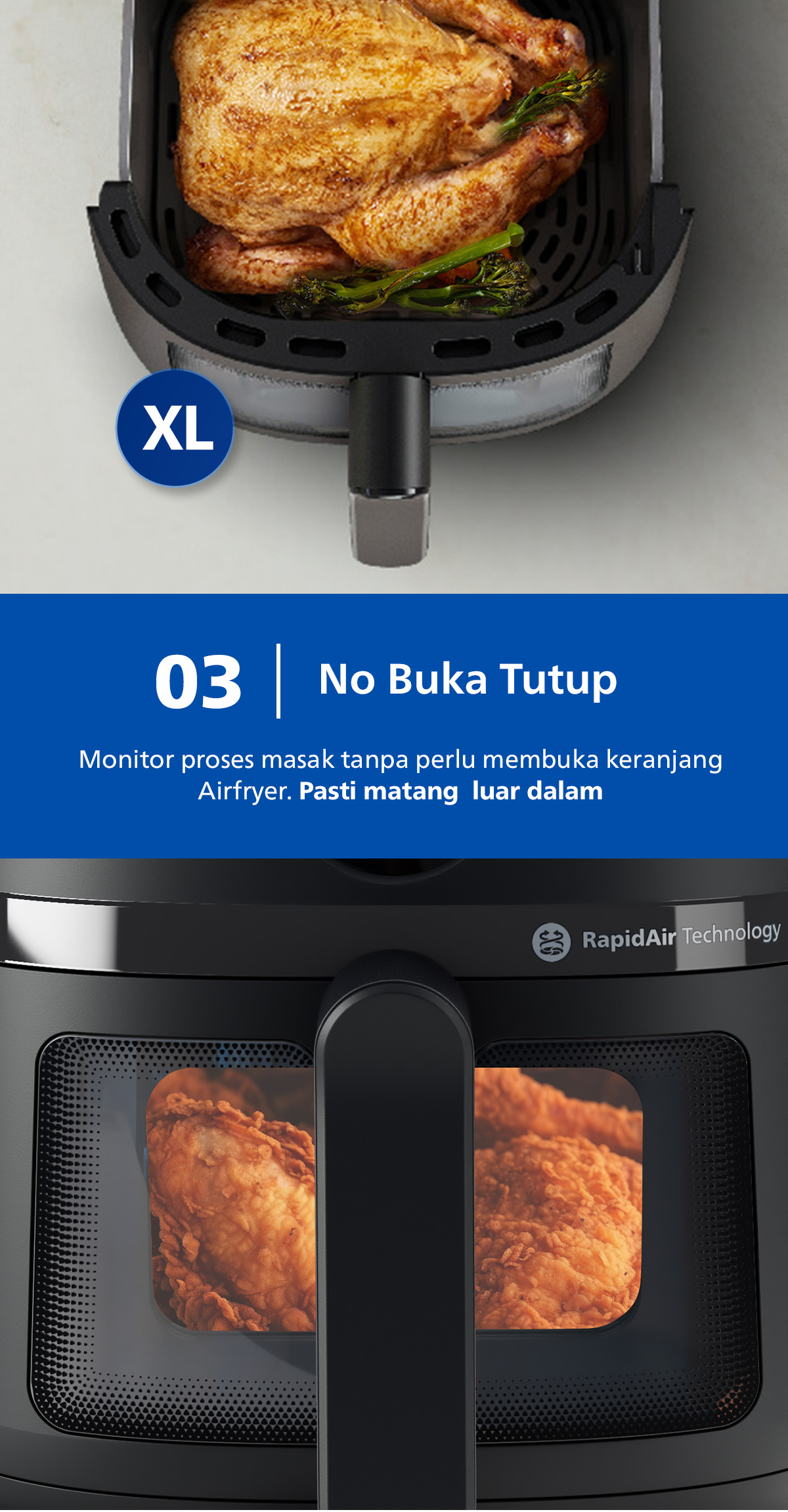 Philips Airfryer XL 6.2 L NA230/00 Low Watt 500W Jendela Transparan Digital - Gambar 11