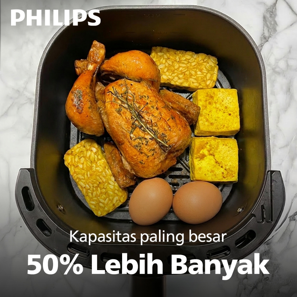 Philips Airfryer XL 6.2 L NA230/00 Low Watt 500W Jendela Transparan Digital - Gambar 2