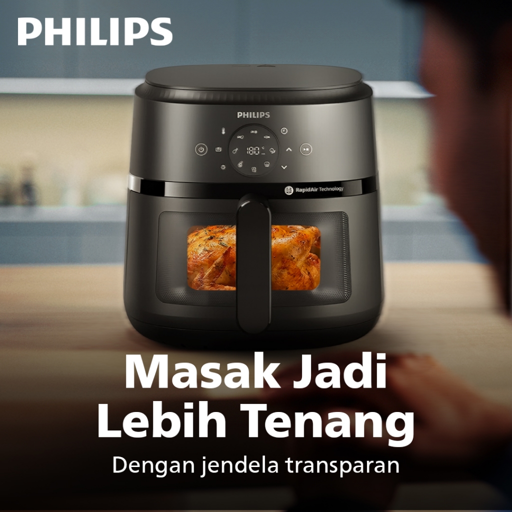 Philips Airfryer XL 6.2 L NA230/00 Low Watt 500W Jendela Transparan Digital - Gambar 6