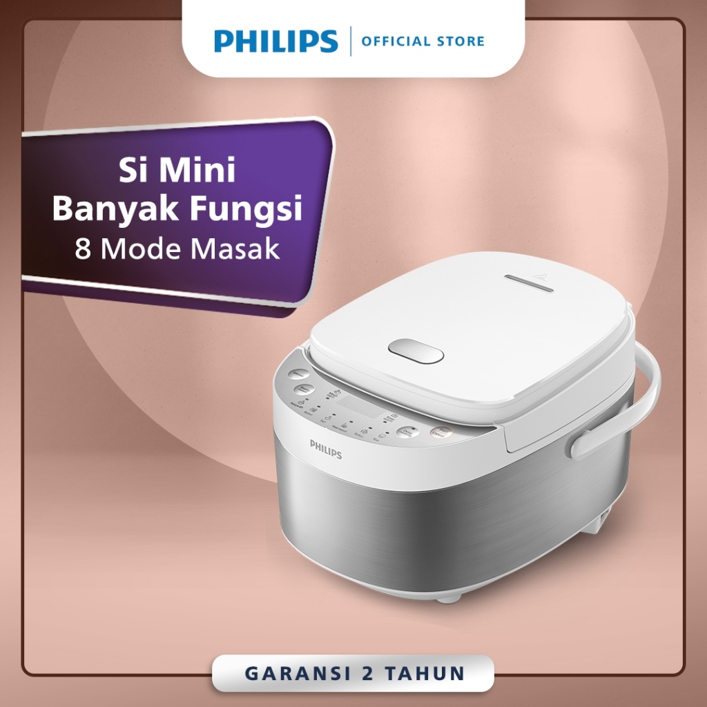 Philips Mini Digital Rice Cooker 0.85 Litre HD3170/33 White Metallic