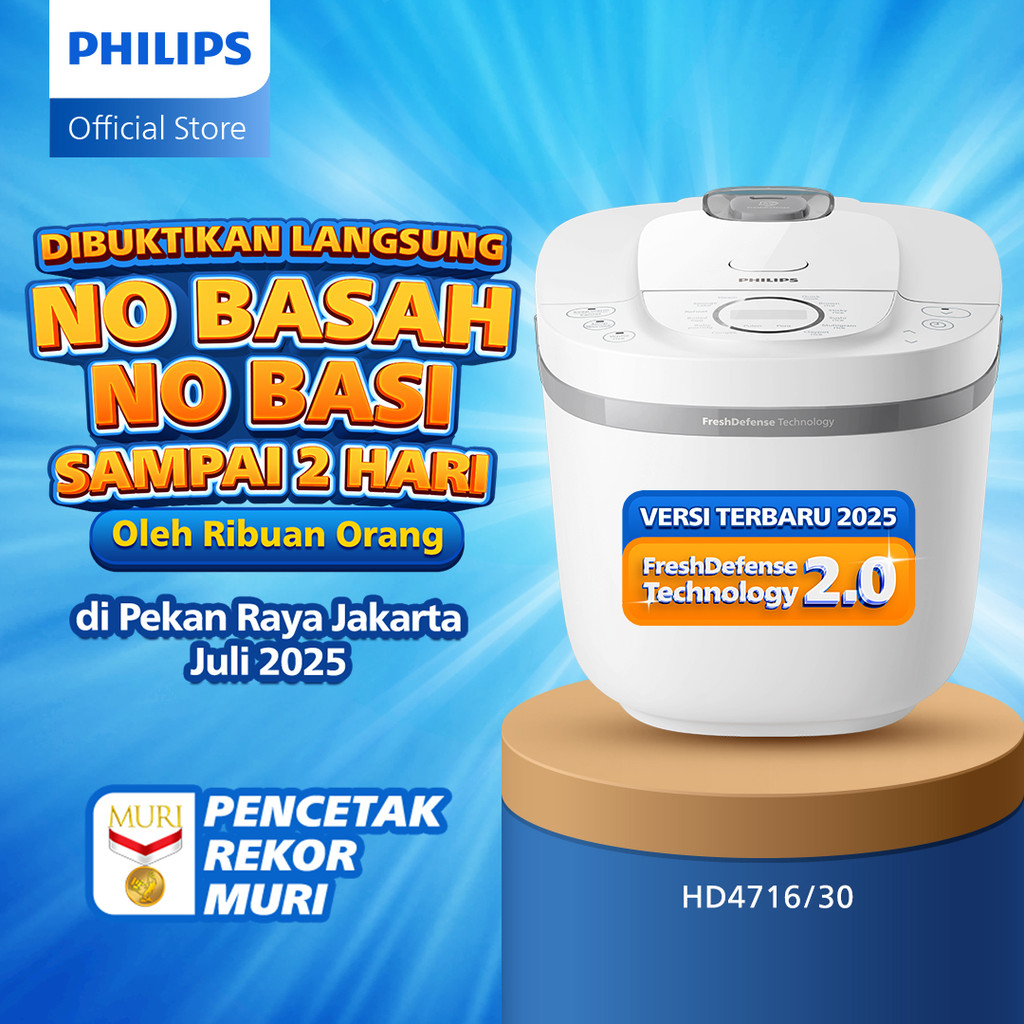 Philips Penanak Nasi Digital 1,8L HD4716/30 FreshDefense 2.0 White