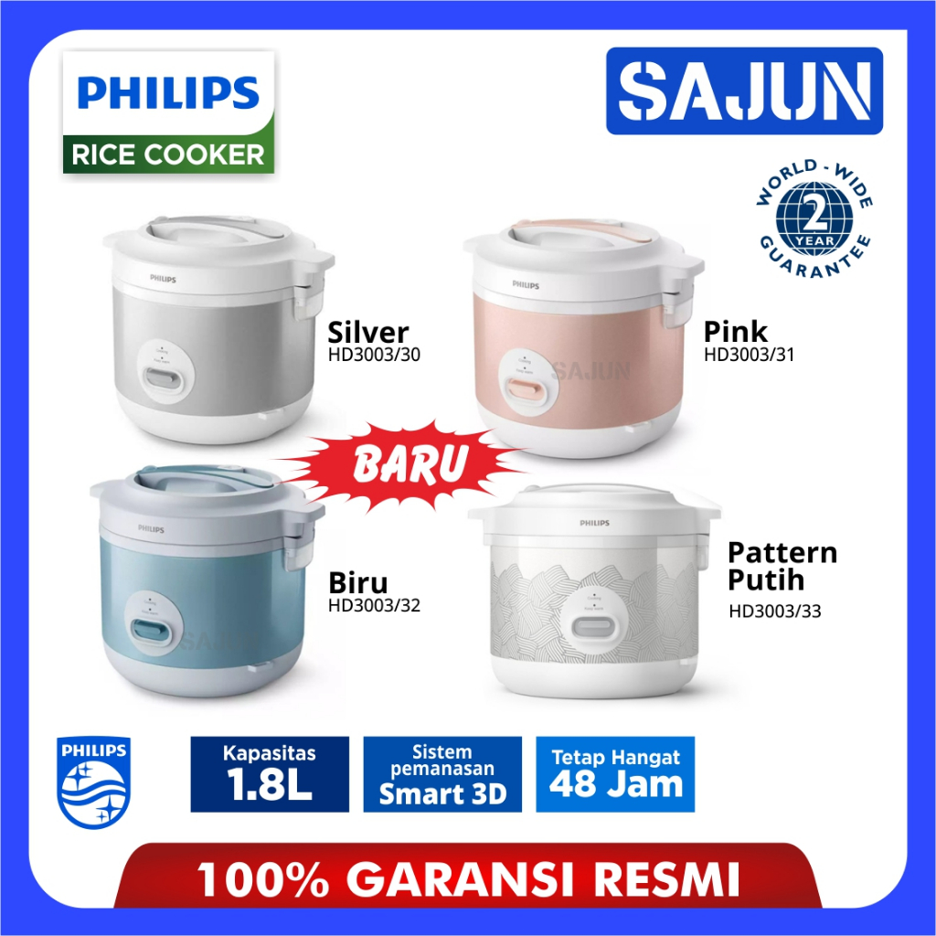 Philips Rice Cooker 1.8 Liter HD3003 Smart 3D Heating 400W