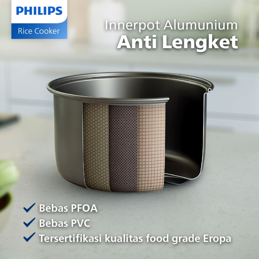 Philips Rice Cooker 1.8 Liter HD3003 Smart 3D Heating 400W - Gambar 5