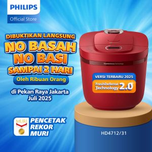 Philips Rice Cooker Digital 1.8L HD4712/31 Smart 3D Heating Merah