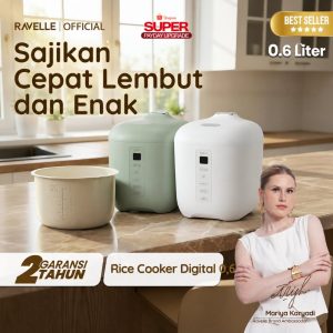 RAVELLE NARA Penanak Nasi Digital Low Sugar 0.6L Watt Rendah 200W
