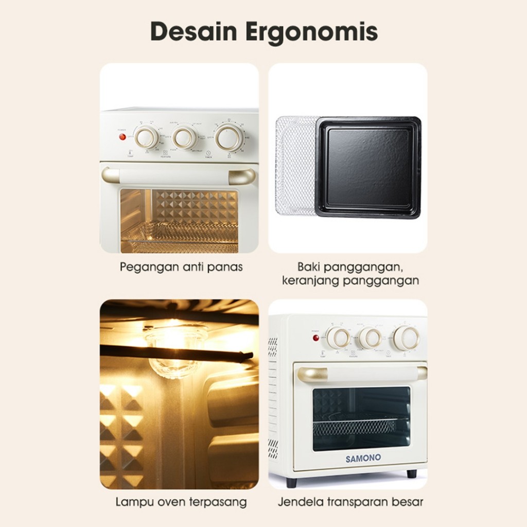 SAMONO 2 In 1 Air Fryer Oven 18L Low Watt 350W AFV18 - Gambar 2