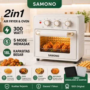 SAMONO 2 In 1 Air Fryer Oven 18L Low Watt 350W AFV18