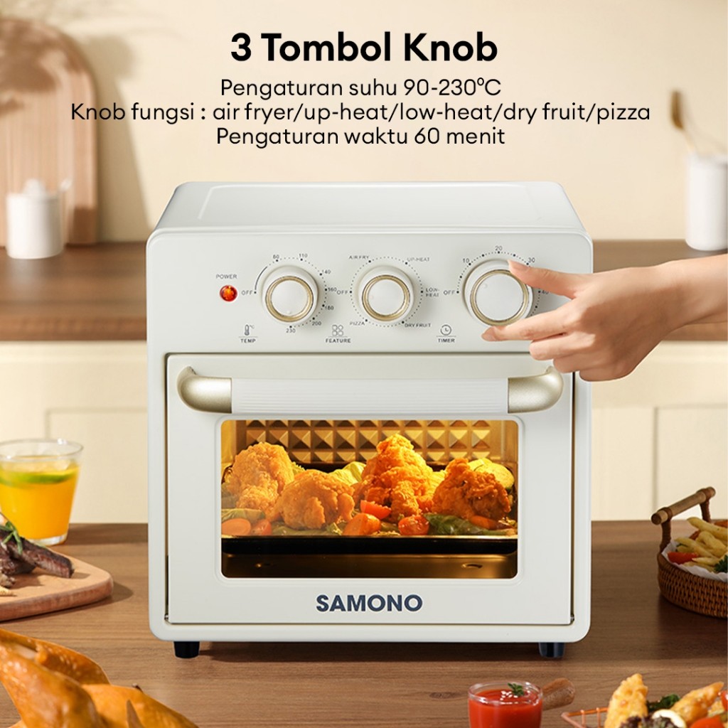 SAMONO 2 In 1 Air Fryer Oven 18L Low Watt 350W AFV18 - Gambar 3