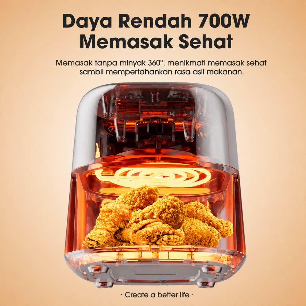 SAMONO Air Fryer 4L Kaca Transparan SW-AFW04S Low Watt 700W Garansi Resmi - Gambar 7