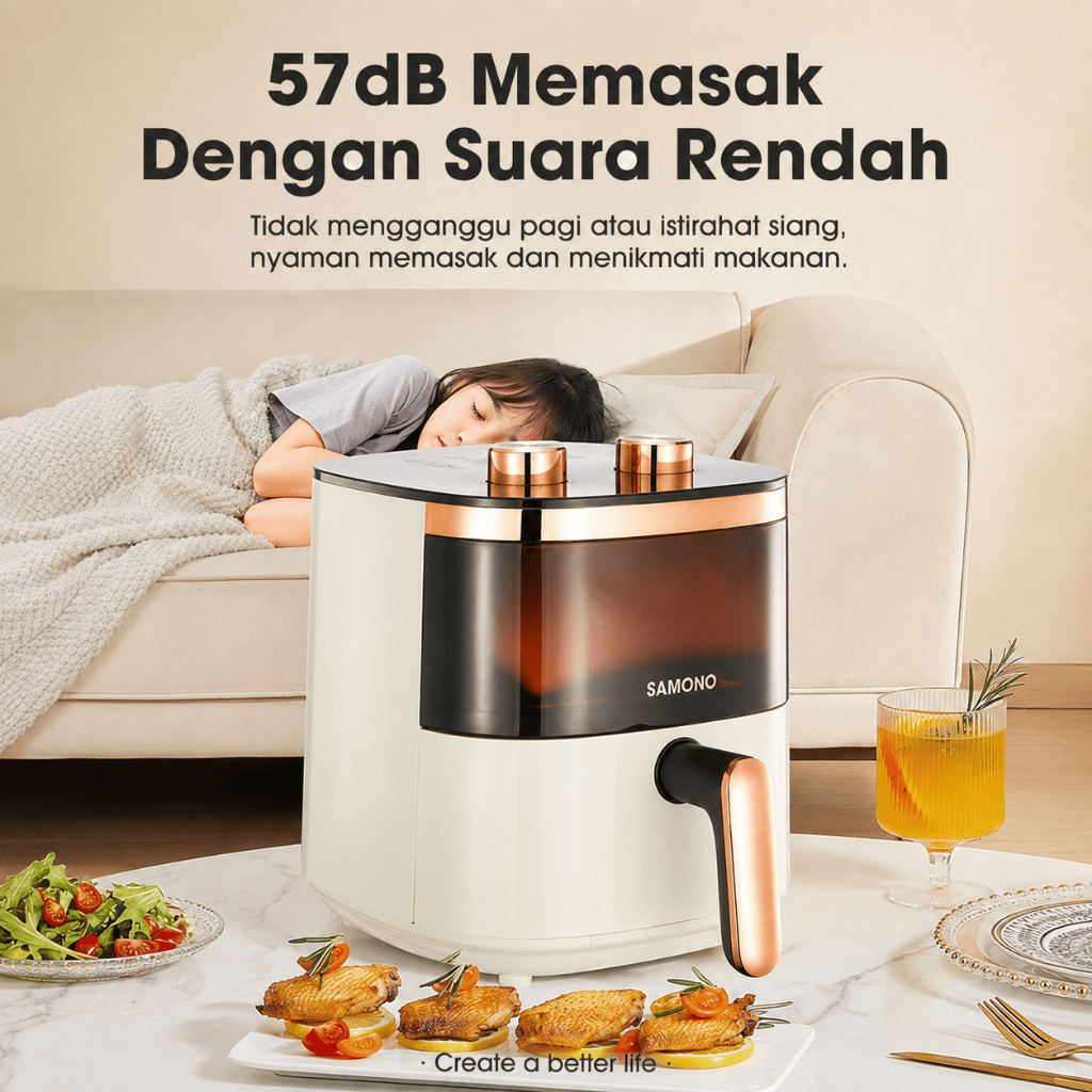 SAMONO Air Fryer 4L Kaca Transparan SW-AFW04S Low Watt 700W Garansi Resmi - Gambar 9