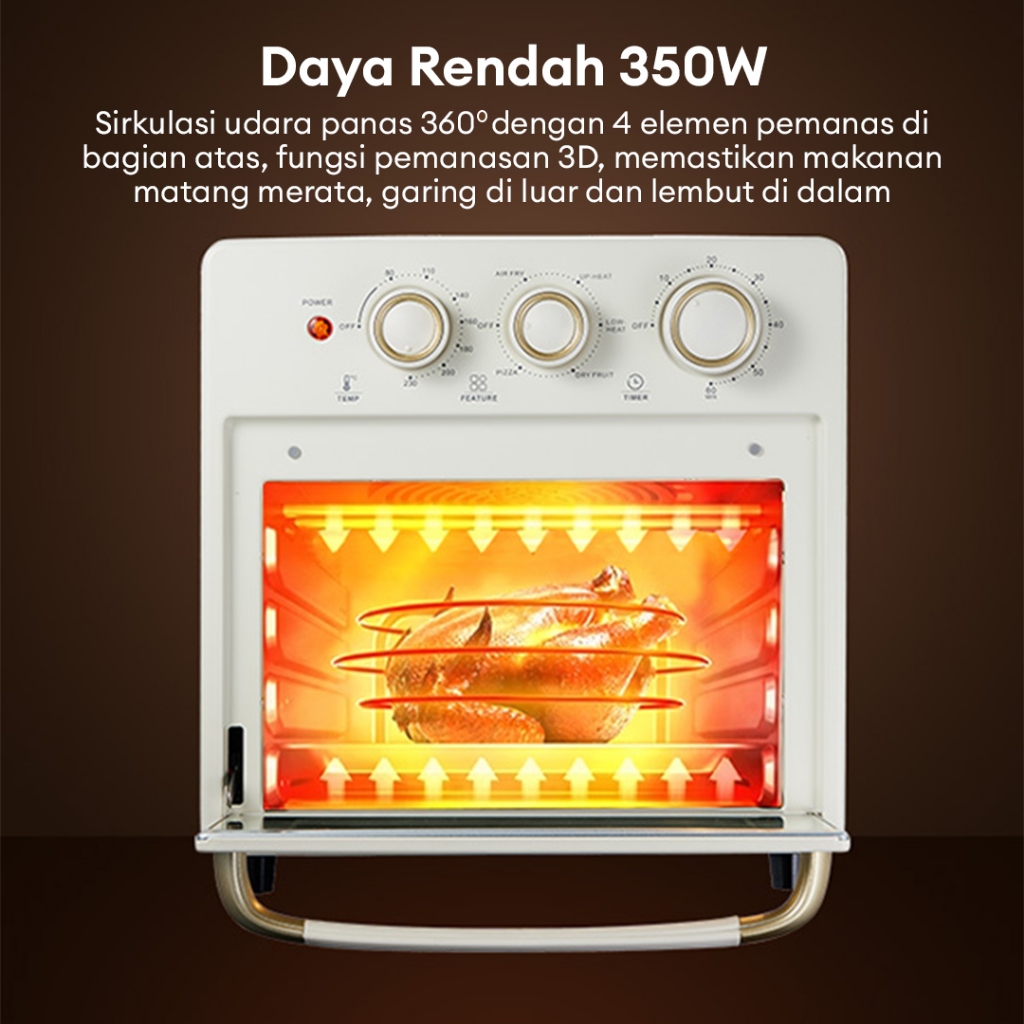 SAMONO Air Fryer Oven 18L SW-AFV18 Multifungsi 7 in 1 Low Watt 350W Garansi Resmi - Gambar 6