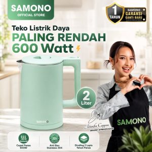 SAMONO Teko Listrik 2 Liter Electric Kettle Stainless Steel 304 Food Grade Pemanas Air 600W