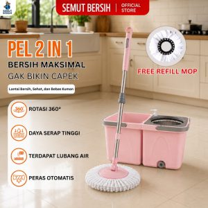 SEMUT BERSIH Alat Pel Lantai 2 in 1 Ember Terpisah Spin Mop 360