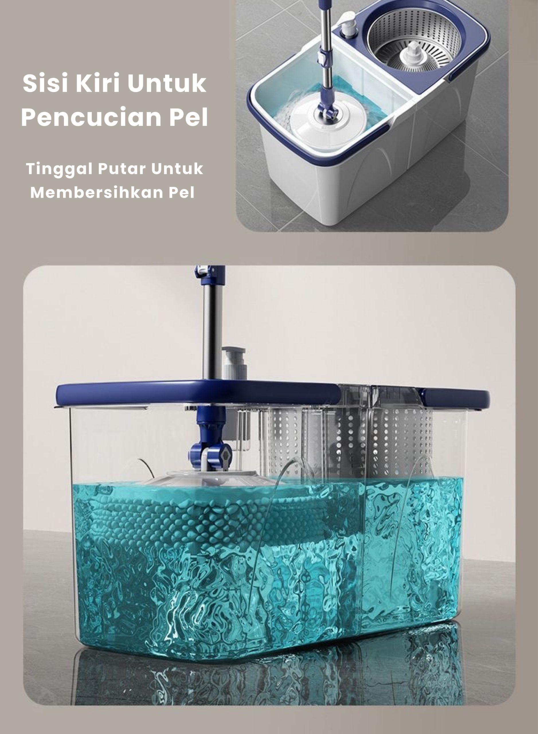 SEMUT BERSIH Alat Pel Lantai 2 in 1 Ember Terpisah Spin Mop 360 - Gambar 12
