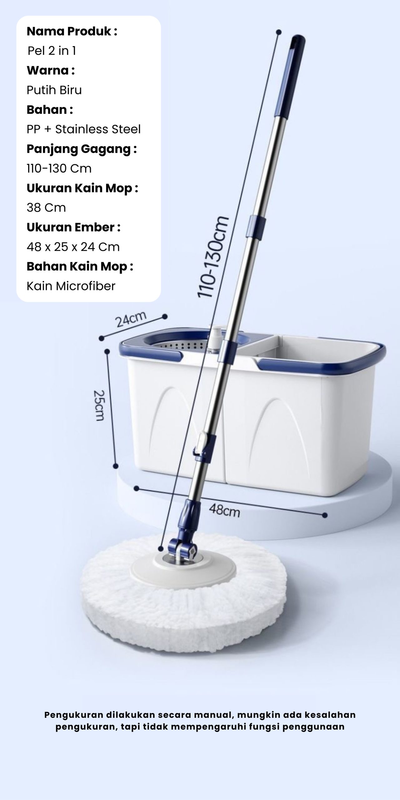 SEMUT BERSIH Alat Pel Lantai 2 in 1 Ember Terpisah Spin Mop 360 - Gambar 17