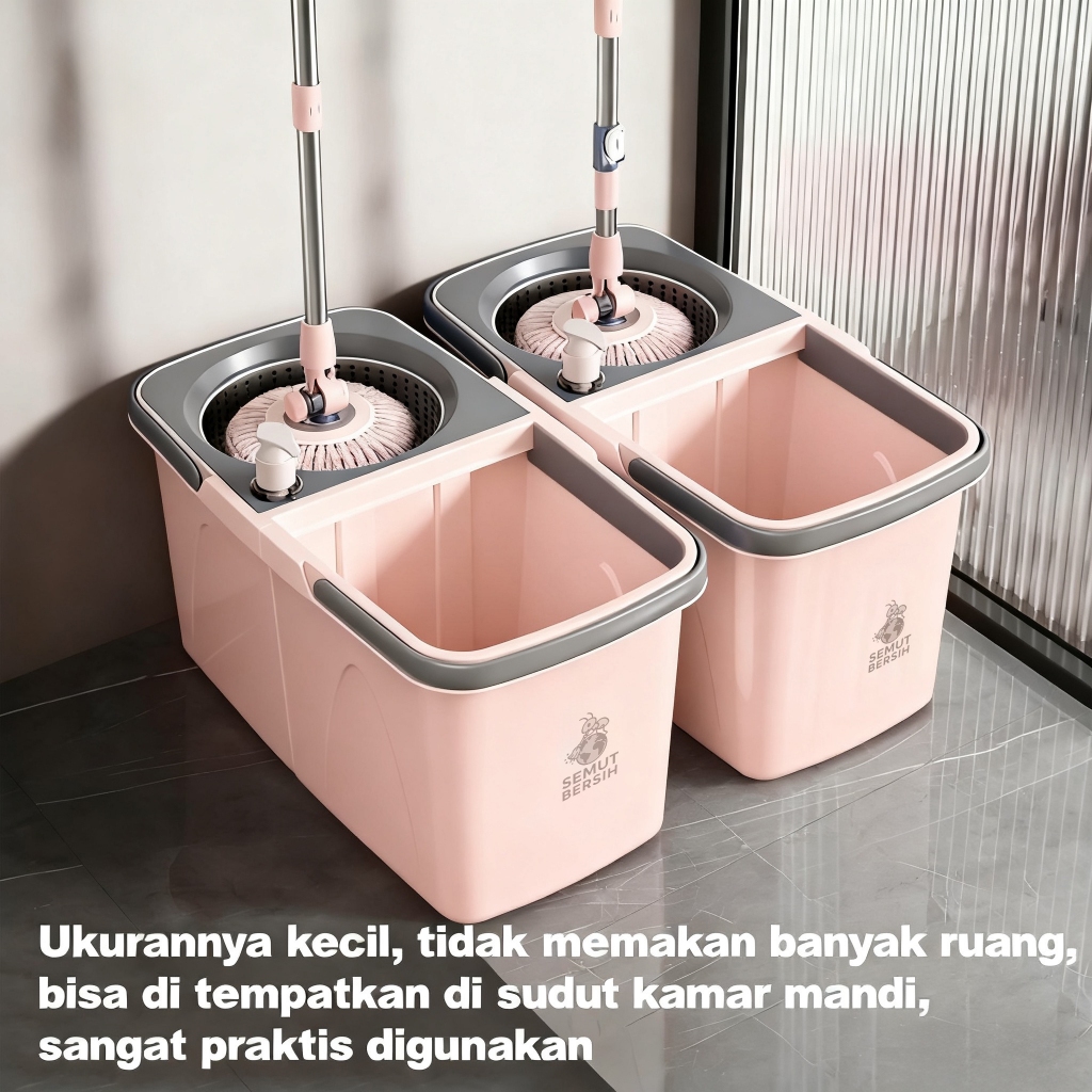 SEMUT BERSIH Alat Pel Lantai 2 in 1 Ember Terpisah Spin Mop 360 - Gambar 3