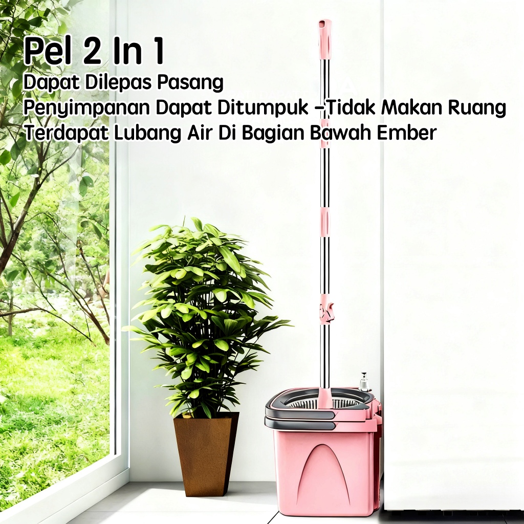SEMUT BERSIH Alat Pel Lantai 2 in 1 Ember Terpisah Spin Mop 360 - Gambar 5